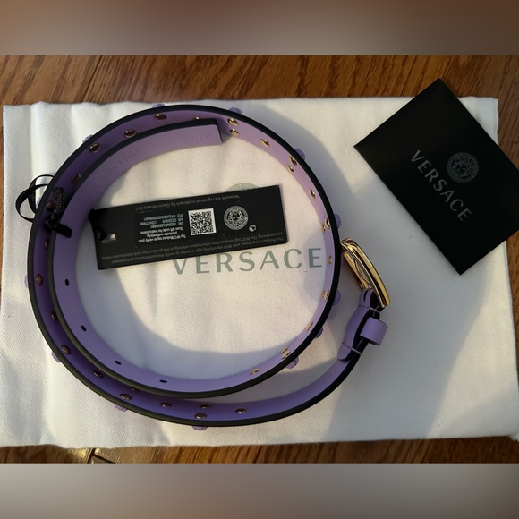 Versace Medusa Studded lilac leather belt NEW (AUTHENTIC) - Picture 16 of 16